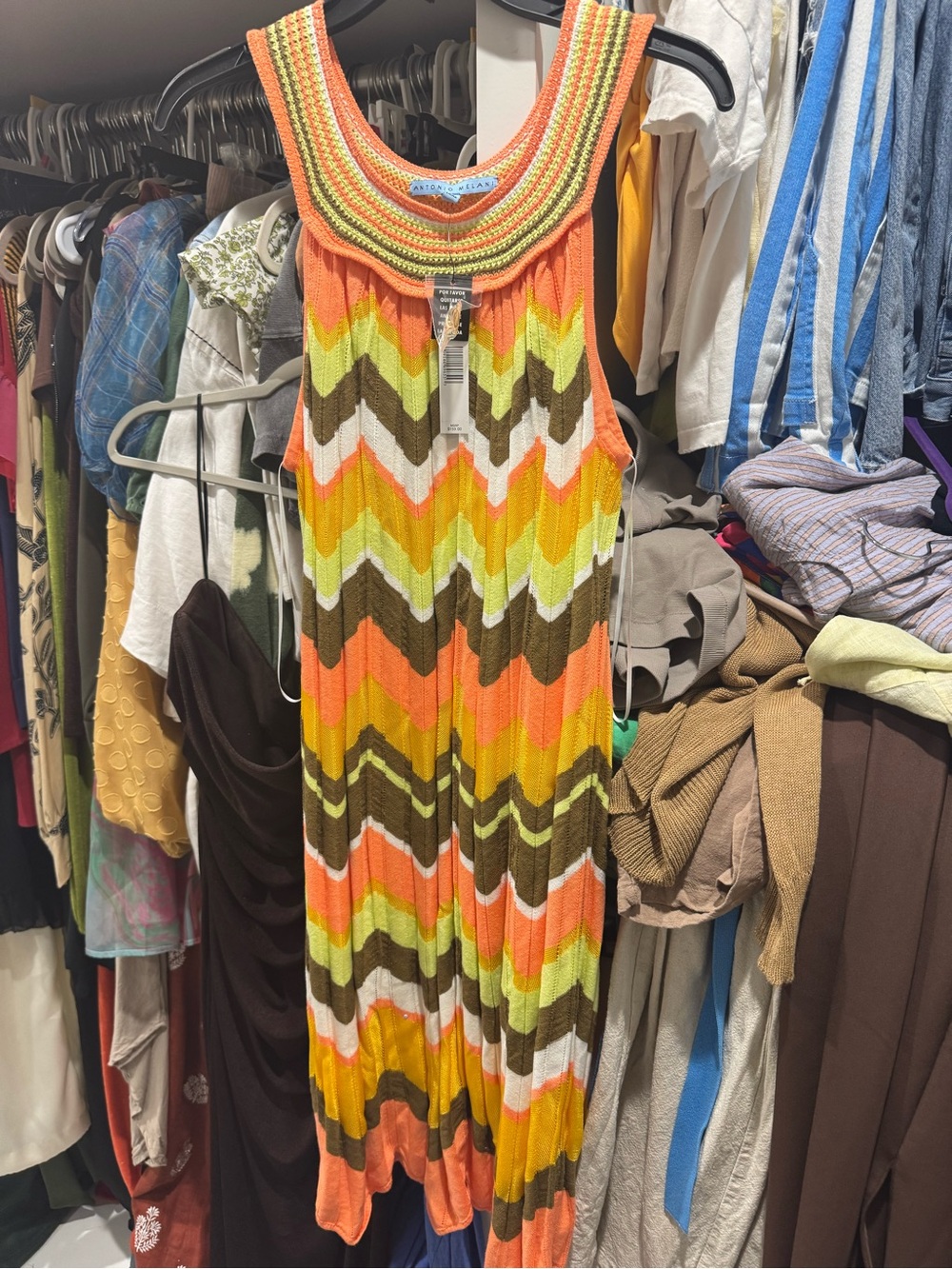 NWT Antonio Melani Chevron Knit Sleeveless Maxi Dress